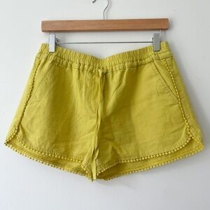 Loft linen chartreuse cotton blend shorts. Size S.